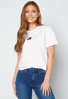 TOMMY JEANS Center Badge Tee YBR White bubbleroom.se