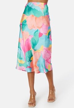 VILA Dinna HW Printed Skirt Tigerlily AOP:COLORF bubbleroom.se