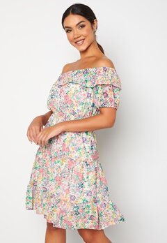 VILA Madison Offshoulder S/S Dress Pastel Lilac AOP:Mul bubbleroom.se