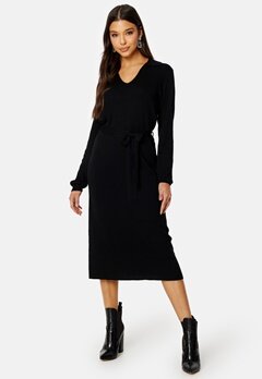VILA Marla Collar L/S Knit Dress Black bubbleroom.se