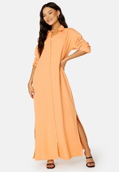 VILA Prisilla L/S Ancle Shirt Dress Apricot Ice bubbleroom.se