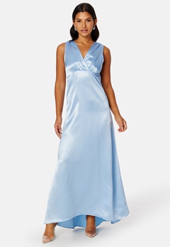 VILA Sittas V-neck S/L Maxi Dress Kentucky Blue bubbleroom.se