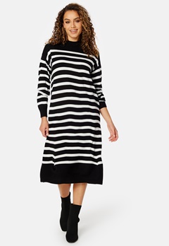 VILA Stripi Funnelneck Knit Dress Black Stripes:CLOUD bubbleroom.se