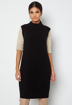 VILA Zuri Cable S/L Knit Vest Dress Black bubbleroom.se