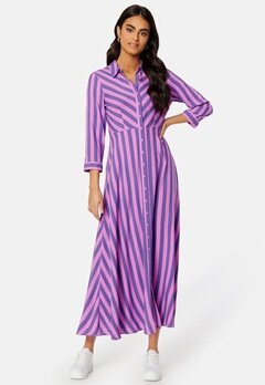 Y.A.S Savanna Long Shirt Dress Orchid Stripes:ASTER bubbleroom.se