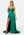 Elle Zeitoune Magnolia Satin High Slit Dress Emerald Green bubbleroom.se