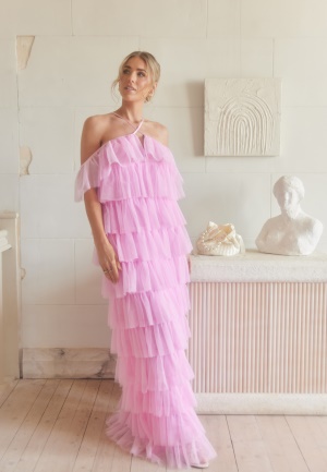 Läs mer om Andrea Norrman X Bubbleroom Andrea Tulle Maxi Dress Pink 40