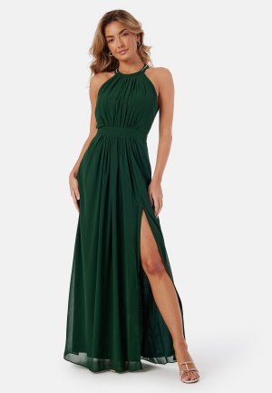 Läs mer om AngelEye High Neck Maxi Dress With Split Emerald Green L (UK14)