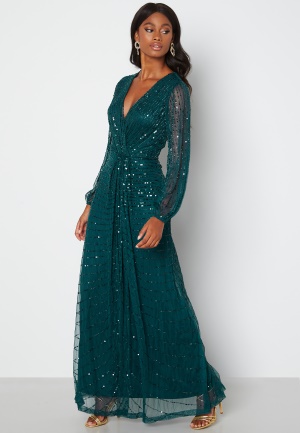 Läs mer om AngelEye Long Sleeve Seqiun Dress Emerald M (UK12)