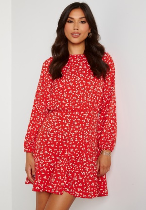 AX Paris Ditsy Print Pleat Dress Red S (UK10)