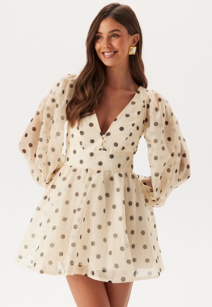 Läs mer om Bardot Eva Polka Dot Mini Dress 130908 Nude Spot 38(UK10)