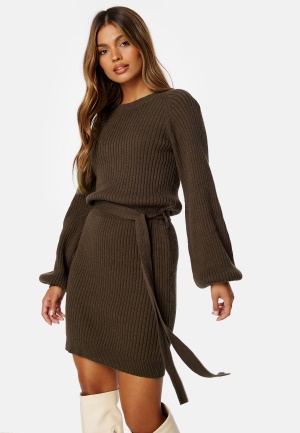 BUBBLEROOM Amira Knitted Short Dress Brown XS