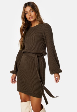 Bilde av Bubbleroom Amira Knitted Short Dress Brown L