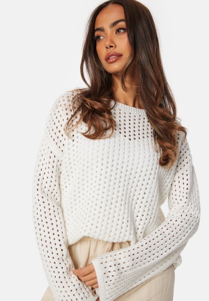 Bilde av Bubbleroom Crochet Knitted Long Sleeve Top Offwhite Xs