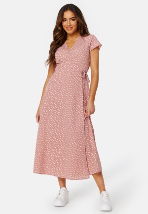BUBBLEROOM Caylee long dress Dusty pink / Dotted 42