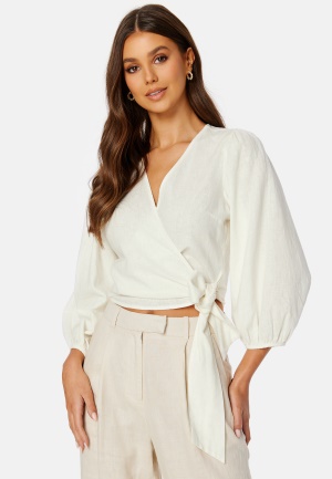 BUBBLEROOM CC Linen wrap blouse Offwhite 34