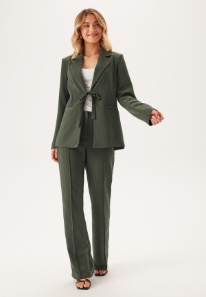 Image of BUBBLEROOM Flared Structured Suit Trousers Dark green 38
