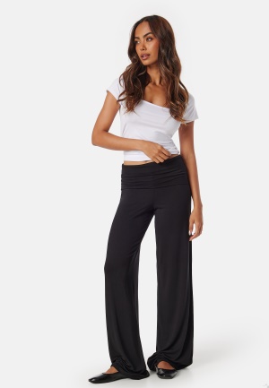 Läs mer om BUBBLEROOM Fold Over Wide Trousers Black XL