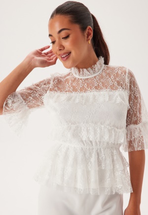 Image of BUBBLEROOM Frill Lace Blouse White 40