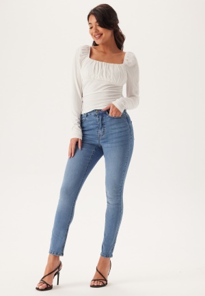 Läs mer om BUBBLEROOM High Ankle Superstretch Jeans Light blue 34