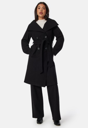 Läs mer om BUBBLEROOM High Neck Midi Coat Black L