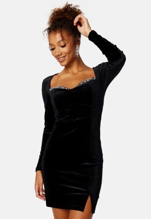 BUBBLEROOM Jelena Velvet Dress Black 3XL