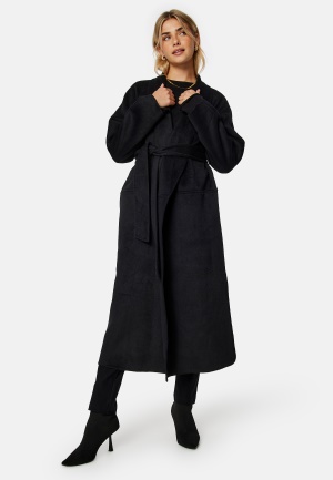 Läs mer om BUBBLEROOM Leslie Belted Wool Coat Black XL