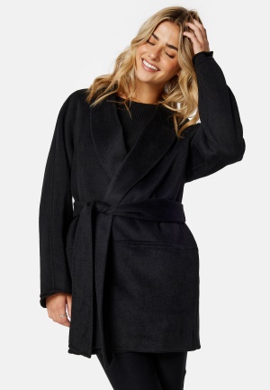 BUBBLEROOM Lilah Belted Wool Coat Black M