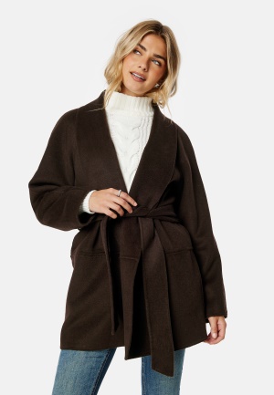 BUBBLEROOM Lilah Belted Wool Coat Brown S