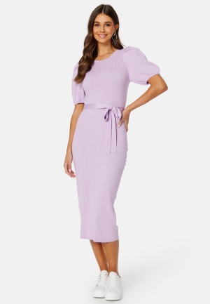 Bilde av Bubbleroom Linnelle Knitted Puff Sleeve Dress Lilac 2xl