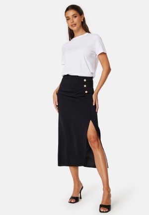 BUBBLEROOM Matilde Midi Button Skirt Black XS