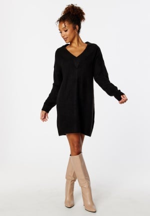 Läs mer om BUBBLEROOM Melisa knitted sweater dress Black S