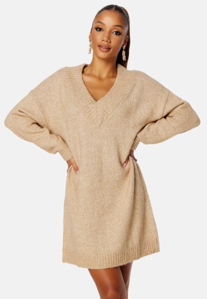 BUBBLEROOM Melisa knitted sweater dress Beige L