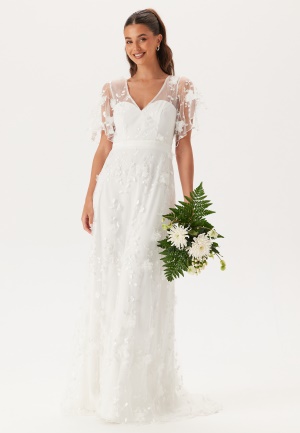 Image of Bubbleroom Occasion Embroidered Floral Wedding Gown White 40