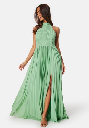 Bubbleroom Occasion Pleated Halter Neck Gown 36