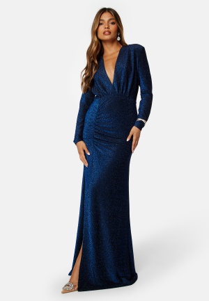 Läs mer om Bubbleroom Occasion Laurette Sparkling Gown Dark blue XL