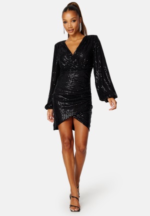 Läs mer om Bubbleroom Occasion Leija Sparkling Dress Black S