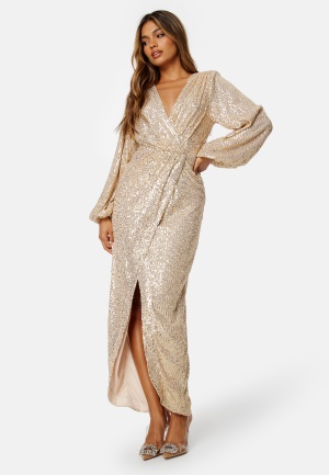 Bubbleroom Occasion Leija Sparkling Gown Gold 2XL