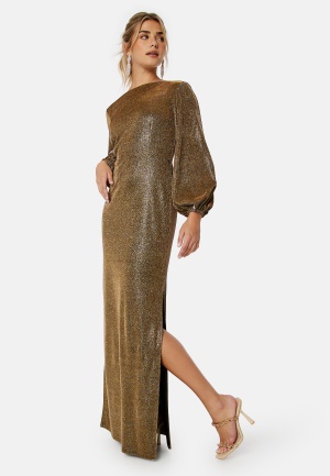 Läs mer om Bubbleroom Occasion Liise Sparkling Gown Gold-coloured / Black 40