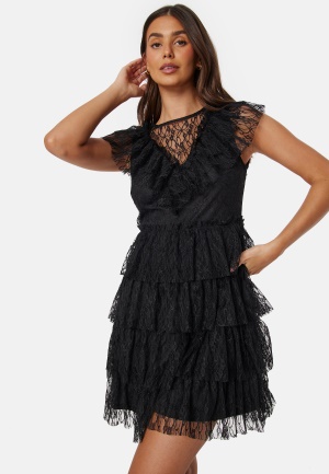 Bubbleroom Occasion Lace Frill Dress Black M