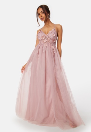 Bubbleroom Occasion Floral tulle Gown Dusty pink 44