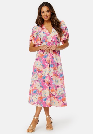 Bubbleroom Occasion Neala Puff Sleeve Dress Pink / Floral 40