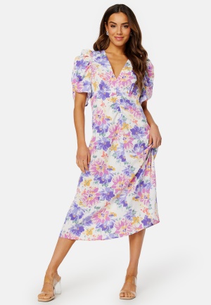 Bubbleroom Occasion Neala Puff Sleeve Dress White / Floral 40