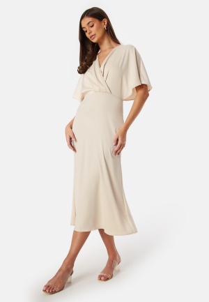 Läs mer om Bubbleroom Occasion Wrap Satin Midi Dress Champagne 36