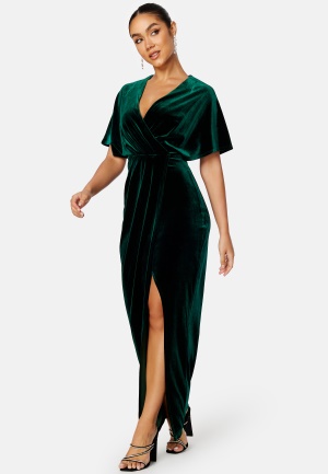 Läs mer om Bubbleroom Occasion Selena Velvet Maxi Dress Dark green 40