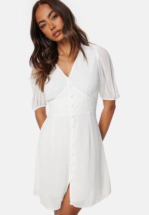 Bilde av Bubbleroom Occasion Button Front S/s Dress White 36