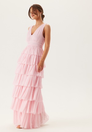Läs mer om Bubbleroom Occasion Tulle Frill Gown Light pink 36