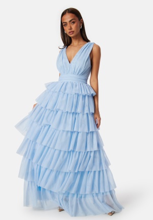 Bubbleroom Occasion Tulle Frill Gown Light Blue 34