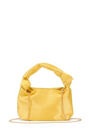 Läs mer om BUBBLEROOM Olivia satin knot bag Yellow One size