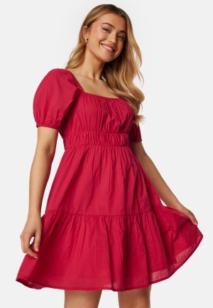 Läs mer om BUBBLEROOM Short Sleeve Cotton Dress Red L